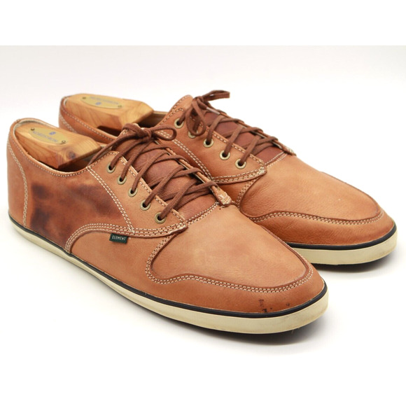Element Mens Recycled Vegan Tan Brown Leather Skateboard Shoes Size 11 - Picture 2 of 8